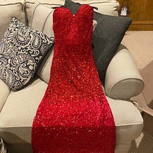 Prom Dress Red Sequin Size 6